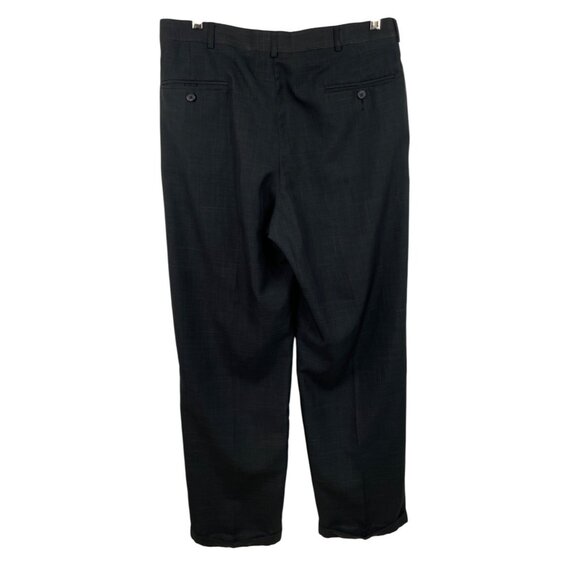 Haggar Mens Black Pleated Dress Pants Size 34W 30L Tailored Fit Cuffed Hem - Picture 2 of 7